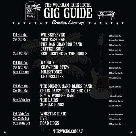 wickham park hotel gig guide.